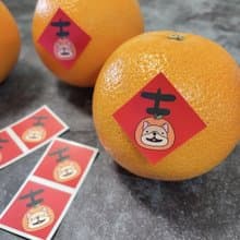 6枚入2.5cm小春聯貼紙 / 法鬥吉 / 新年貼紙 過年貼紙 橘子貼