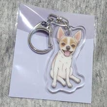 吉娃娃_短毛_黃_壓克力吊飾(鑰匙圈)-雙面圖案-新廠商