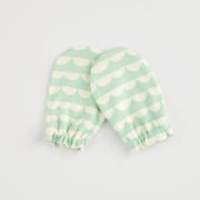 日本製 新生兒防抓手套 海波浪(薄荷綠)【嬰兒寶寶純棉透氣手套】