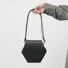 【leather shoulder hexa black】レザー/ショルダーバッグ/ハンドバッグ/六角形