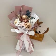 香檳奶茶永生玫瑰花花束