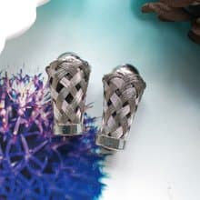 Vintage Jewelry 西洋古董飾品 銀色調 立體 補魚器 夾式耳環