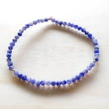 -天然半寶石-幸運石系列-蘇打石(方納石)純銀手鍊