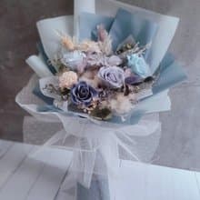 藍色系-澎湃感永生花束  韓式不凋花束 花束畢業 老師禮物