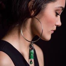 Door knocker Carved Green Jadeite Jade Hoop Earring