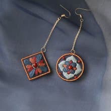 手工雙面刺繡DIY資料包耳環耳飾禮物