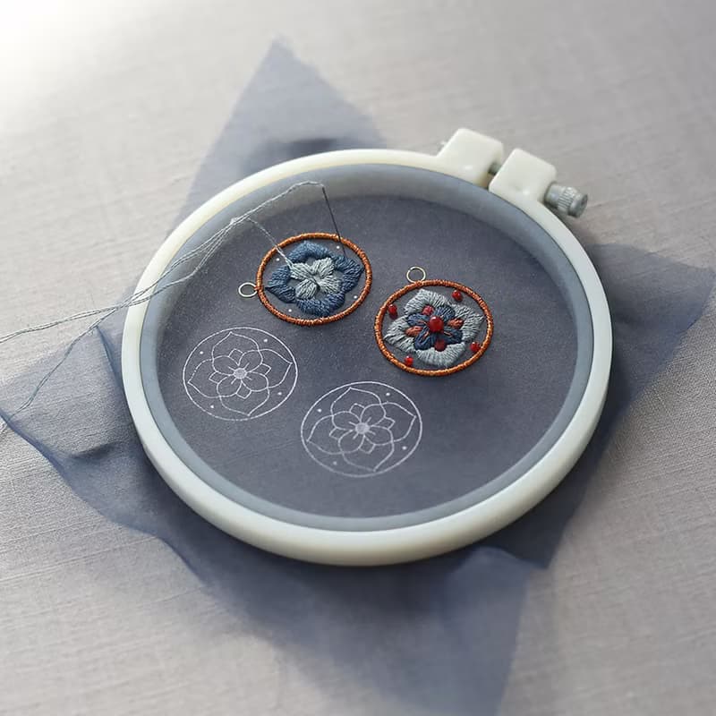 手工雙面刺繡DIY資料包耳環耳飾禮物
