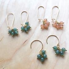 ||花火||金草莓晶/藍綠磷灰石/黃銅耳環 天然石飾品