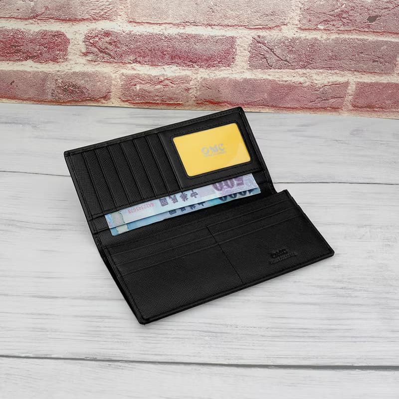 12卡1照男夾-貴族十字紋薄型牛皮長夾30811