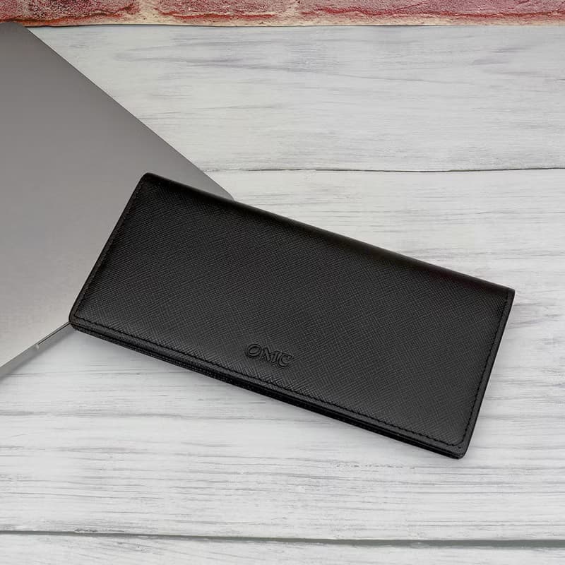 12卡1照男夾-貴族十字紋薄型牛皮長夾30811