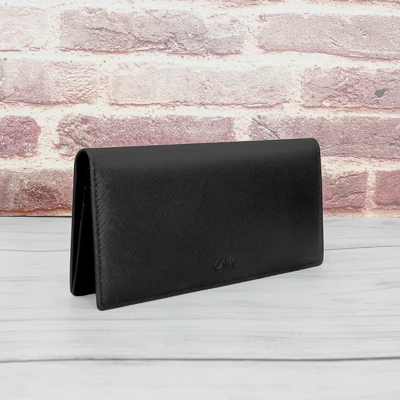 12卡1照男夾-貴族十字紋薄型牛皮長夾30811