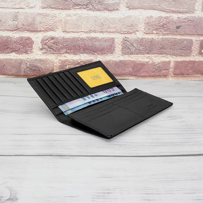 12卡1照男夾-貴族十字紋薄型牛皮長夾30811