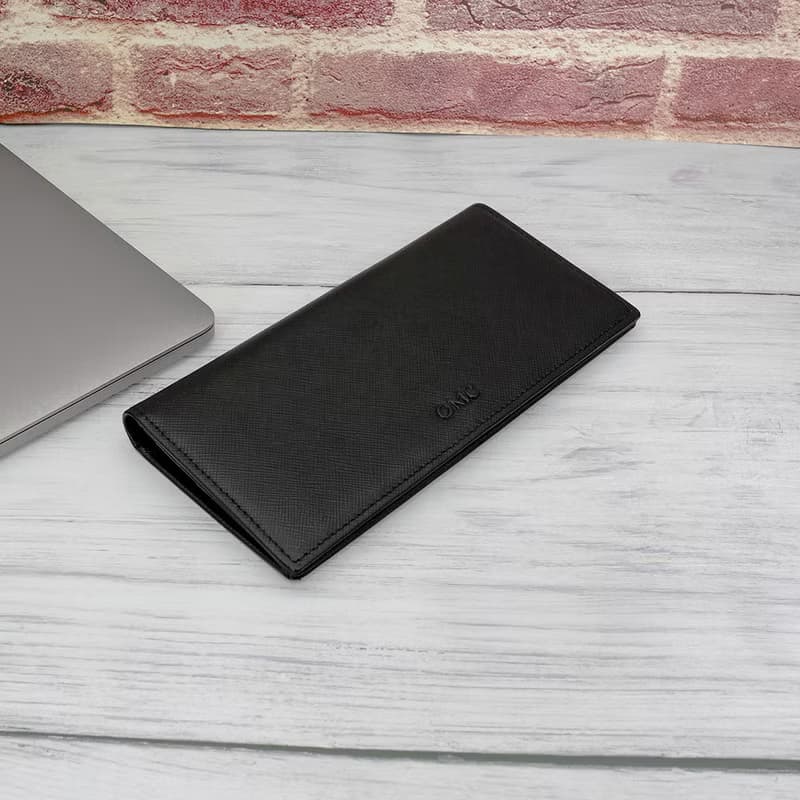 12卡1照男夾-貴族十字紋薄型牛皮長夾30811