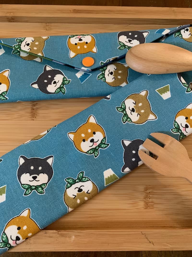 文青風環保純棉筷袋  柴柴愛旅行 湖水藍日本 潮物 收納 手作餐具