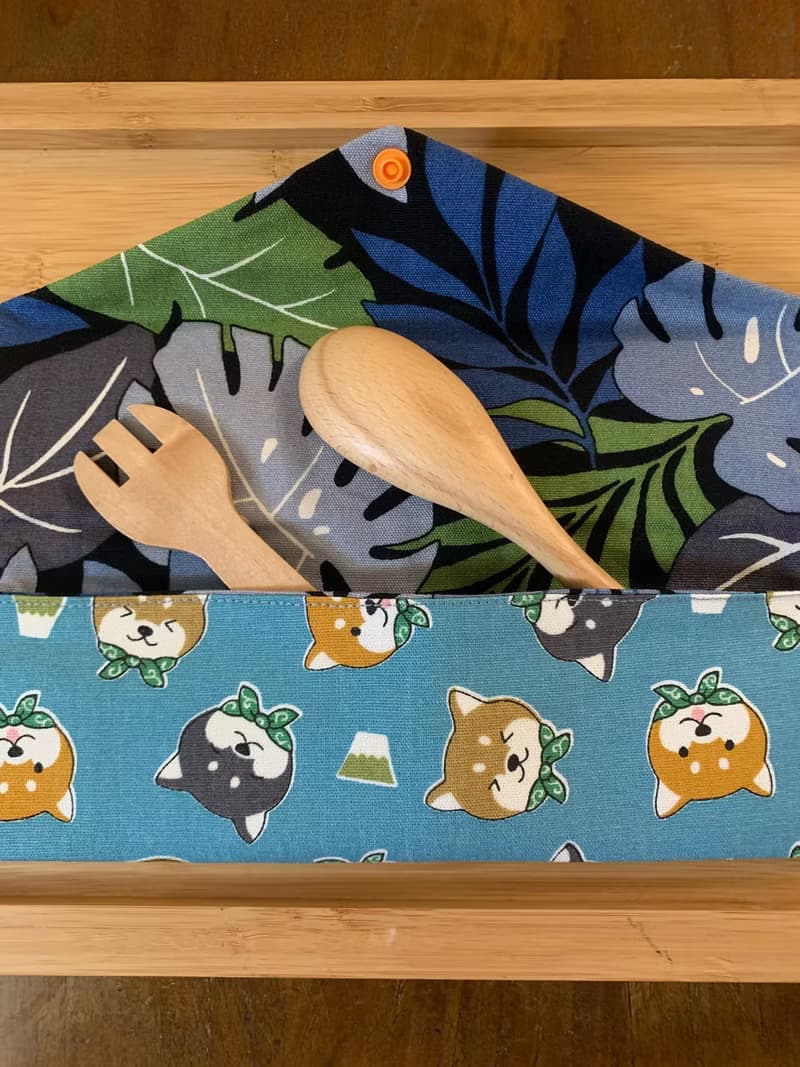 文青風環保純棉筷袋  柴柴愛旅行 湖水藍日本 潮物 收納 手作餐具