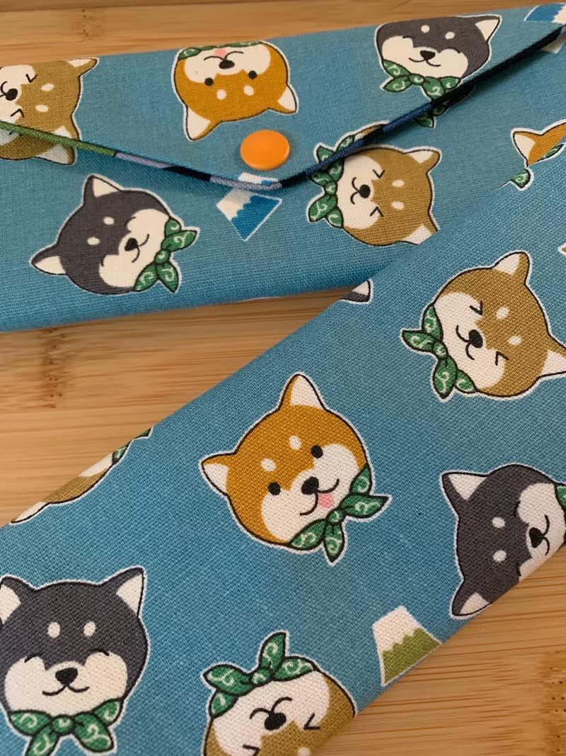 文青風環保純棉筷袋  柴柴愛旅行 湖水藍日本 潮物 收納 手作餐具