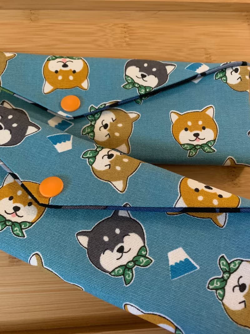 文青風環保純棉筷袋  柴柴愛旅行 湖水藍日本 潮物 收納 手作餐具