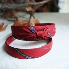 古董領帶改製手工髮箍-Gucci米蘭紳士-紅-蝴蝶結/窄版