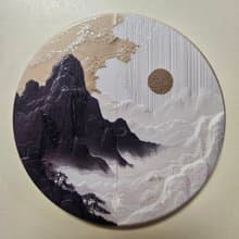 掌中山水 晶雕陶瓷吸水杯墊