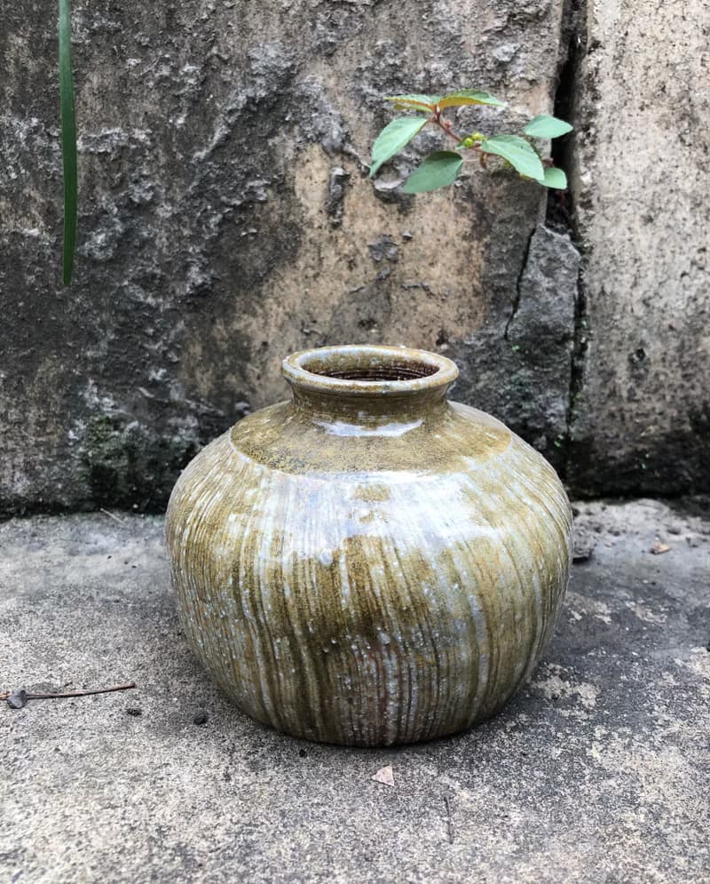 質感線條 柴燒花器 自然落灰 手工製作 花瓶 擴香瓶 陶器