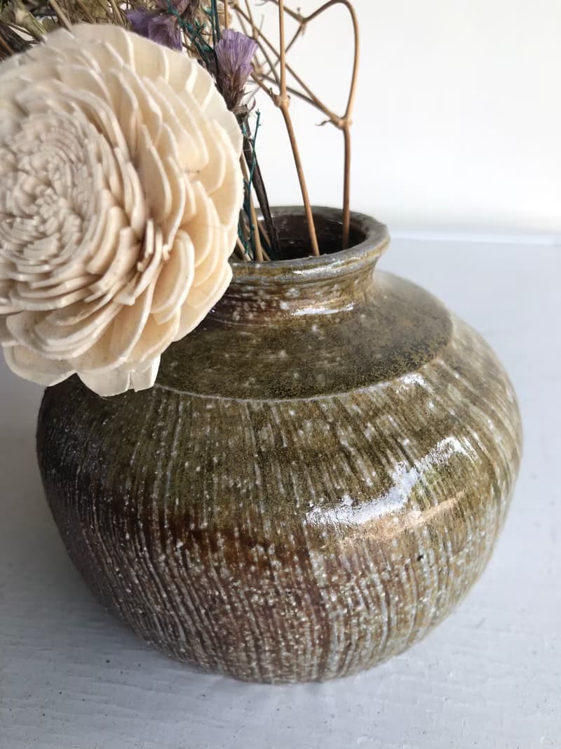 質感線條 柴燒花器 自然落灰 手工製作 花瓶 擴香瓶 陶器