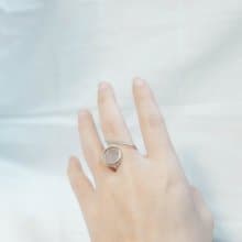 【糸糸款 | 訂製 | 自選石】幾何線條天然石純銀戒指