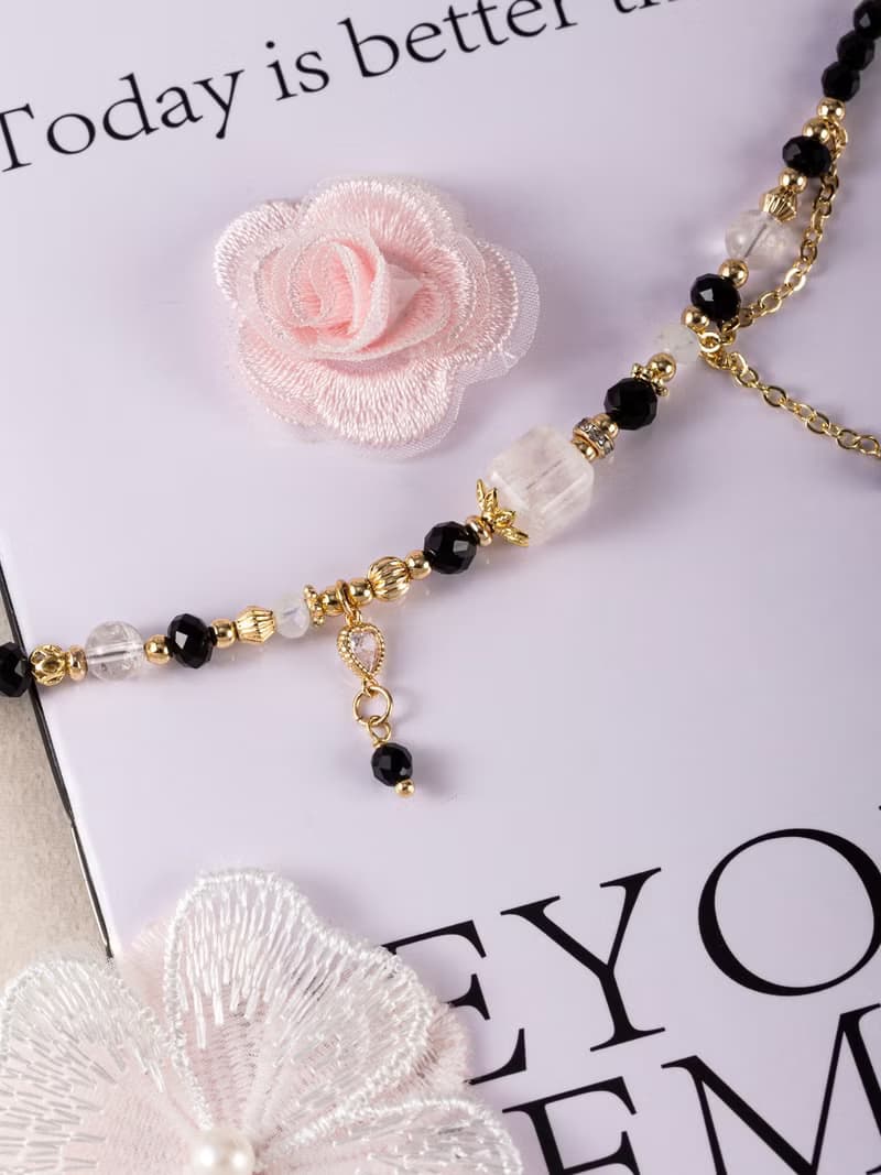 最近好嗎。白幽靈方糖 尖晶石 月光石 14K包金 水晶礦石手鍊