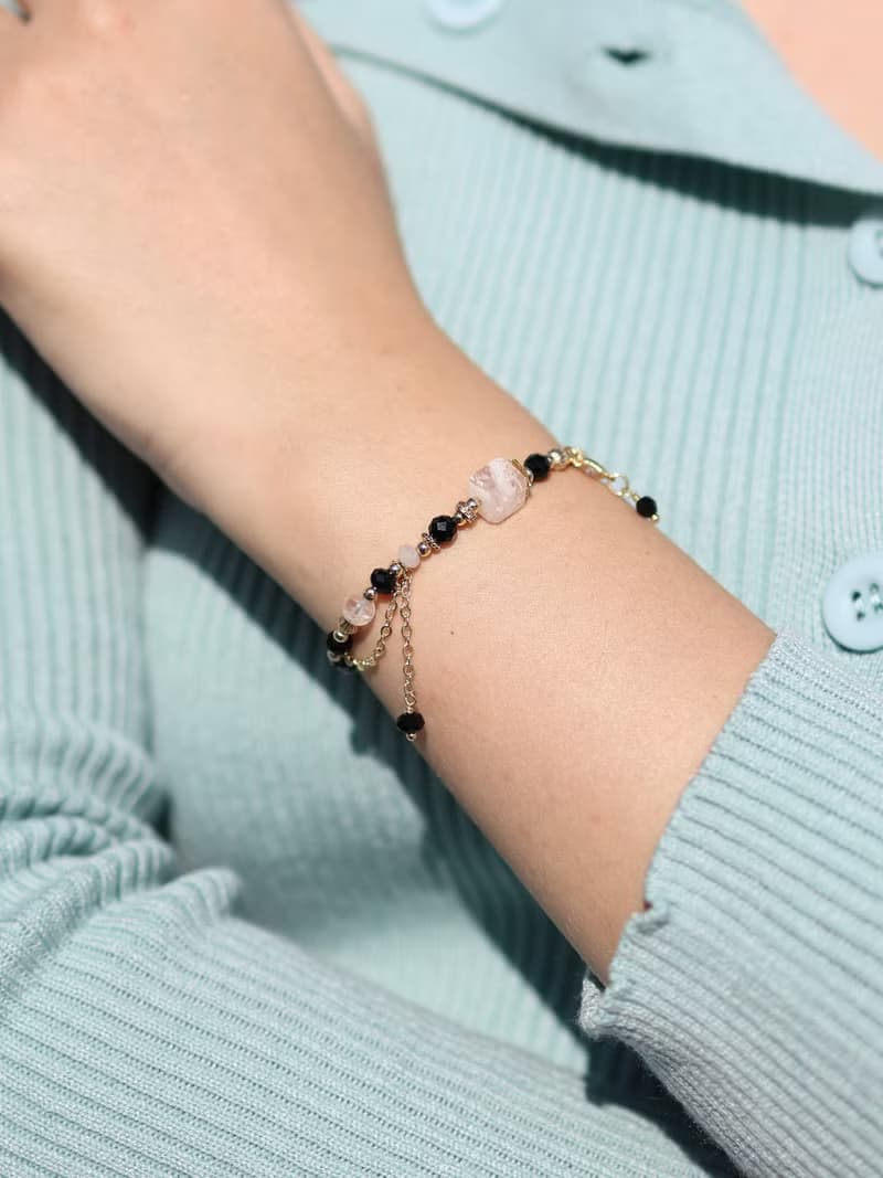 最近好嗎。白幽靈方糖 尖晶石 月光石 14K包金 水晶礦石手鍊