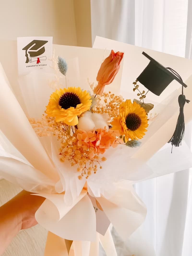 黃色向日葵永生乾燥花束 畢業花束  送禮 生日禮  韓式花束