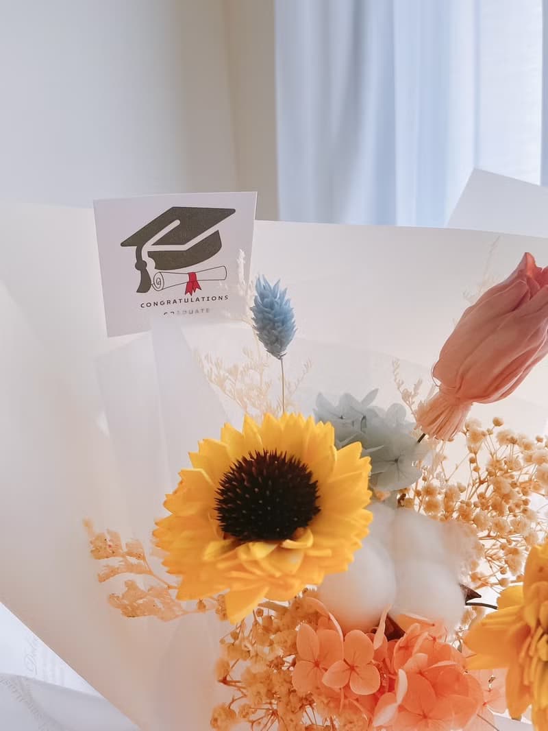 黃色向日葵永生乾燥花束 畢業花束  送禮 生日禮  韓式花束