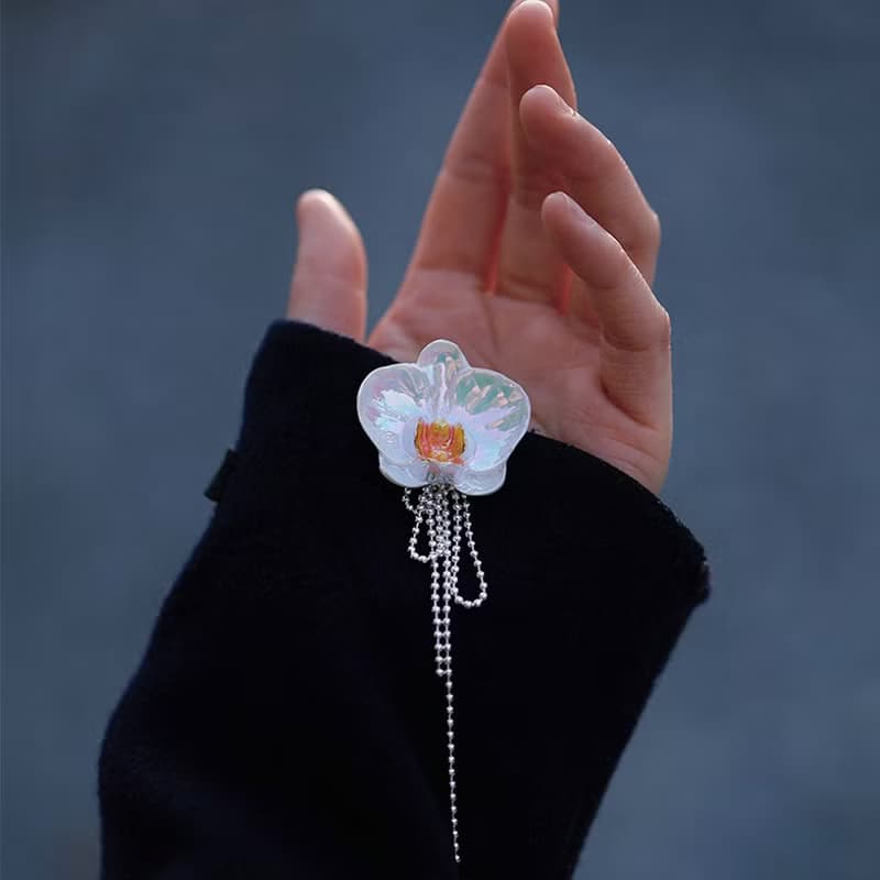 【蝴蝶蘭】春季新品炫彩珍珠水晶陶瓷鎖骨鏈項鏈胸針