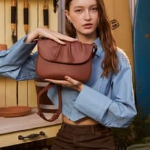 PUFF 真皮包 - 斜背包與肩背包 - Red Brown 泰國包