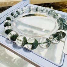 精品玻璃透濃色半盆型綠幽靈手珠10mm28.55g主招財守財事業貴人緣