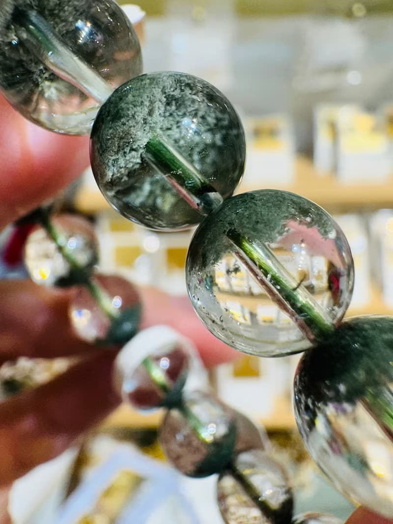 精品玻璃透濃色半盆型綠幽靈手珠10mm28.55g主招財守財事業貴人緣