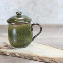 【母親節禮物】茶末釉蓋杯 帶蓋馬克杯 鶯歌名家葉敏祥作品