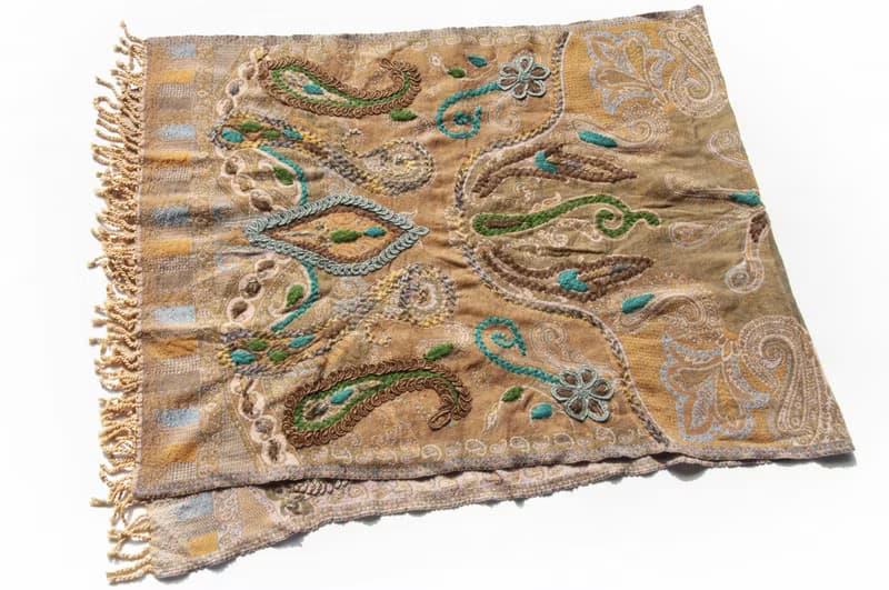 喀什米爾Cashmere/水煮羊毛披肩/針織圍巾/刺繡圍巾/羊絨披巾-花