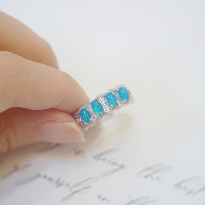 Le Bonheur 歐泊戒指 蛋白石排戒(情人節 生日禮物 七夕禮物)