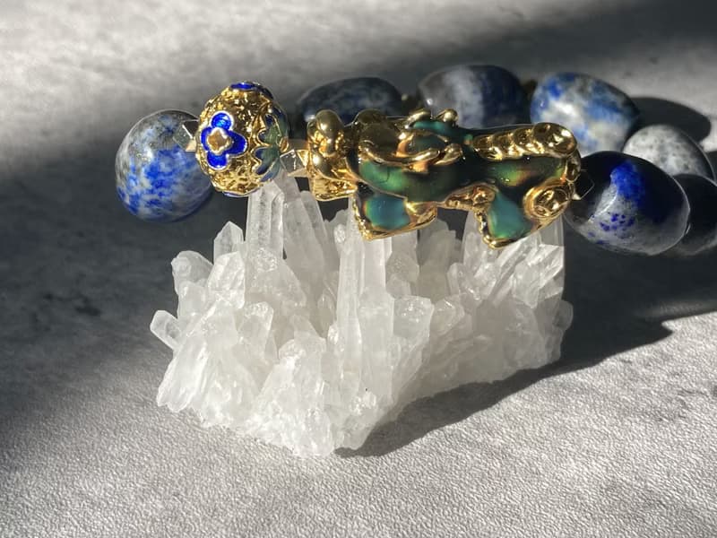【貔貅玲瓏珠。青金石手鍊】感溫變色、景泰藍|中性手鏈|單品保證