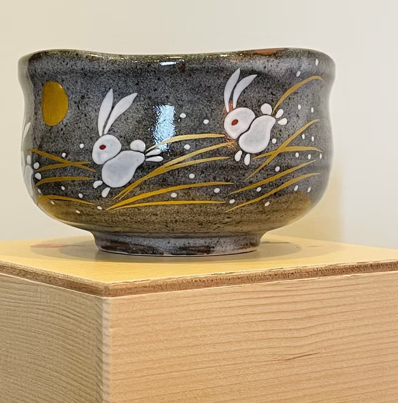 九谷燒-抹茶碗 金月玉兔