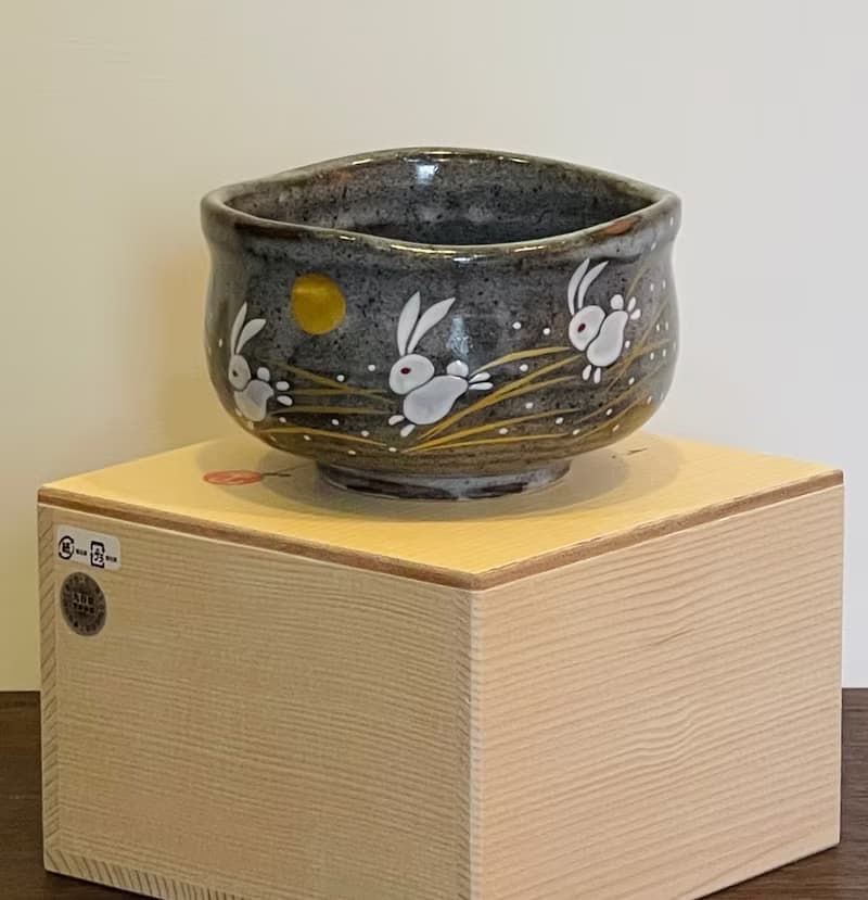 九谷燒-抹茶碗 金月玉兔