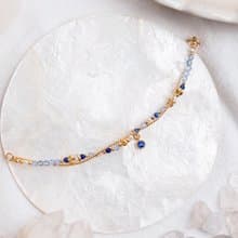 事業 x 青金石 托帕石 淡水珍珠 鋯石【矢車菊 • 遇見幸福】手鍊