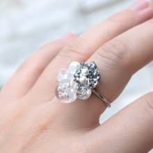 泡沫光影・立體串珠戒指 ( 銀色 ) 手作設計