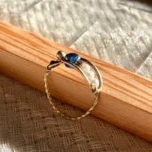 老林雜貨 | 藍晶石珍珠框框戒指-搭青金石