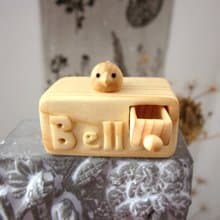 Miniature wooden drawer with little bird personalized with