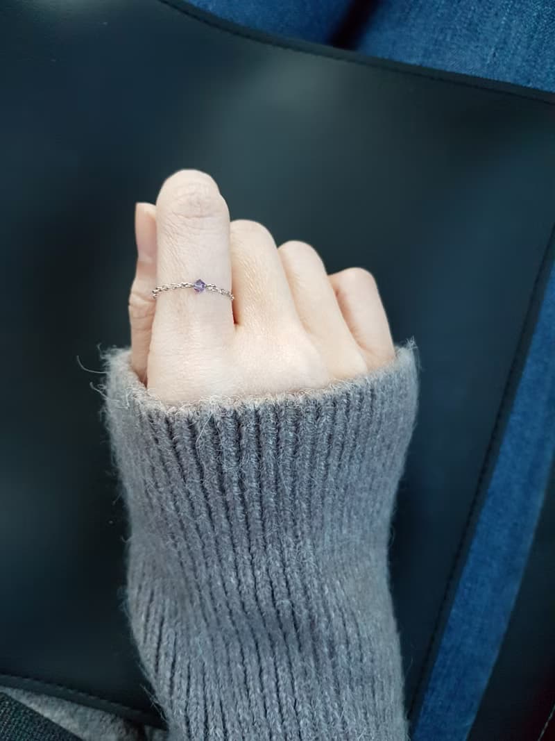 小水晶 細鍊 鍊戒 (優雅紫)