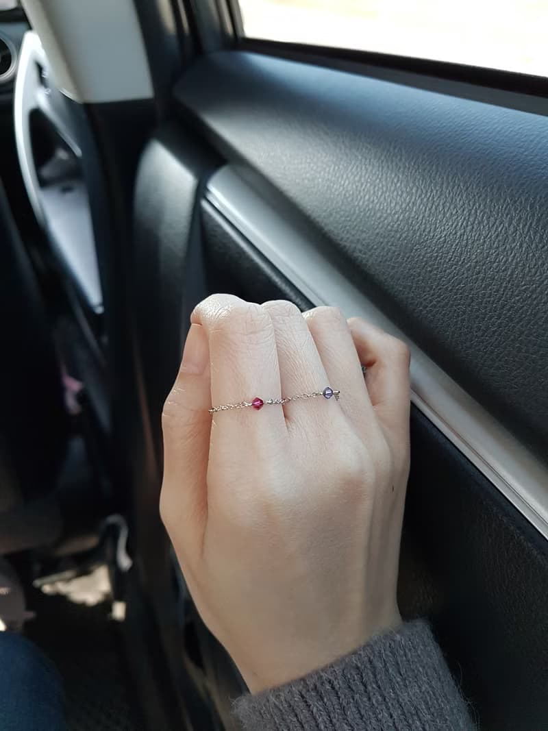 小水晶 細鍊 鍊戒 (優雅紫)