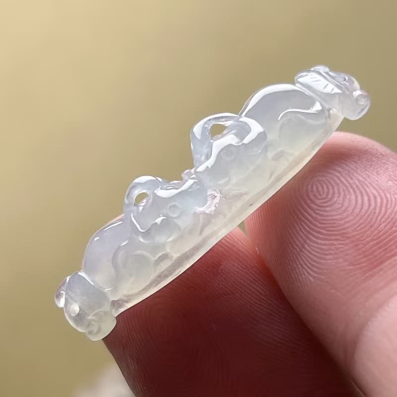 冰種翡翠水牛如意手牌 | 天然緬甸玉A貨翡翠 | 送禮