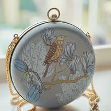 粉藍枝頭鳥小圓包 - 可手拿/斜揹/ 婚禮姊妹禮物