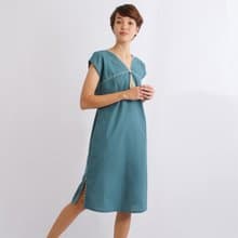 Karen Cotton Long Dress, Green, Mold Navy