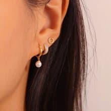 s925純銀防過敏日韓版簡約輕奢mini18k金色耳扣耳環 疊戴耳圈